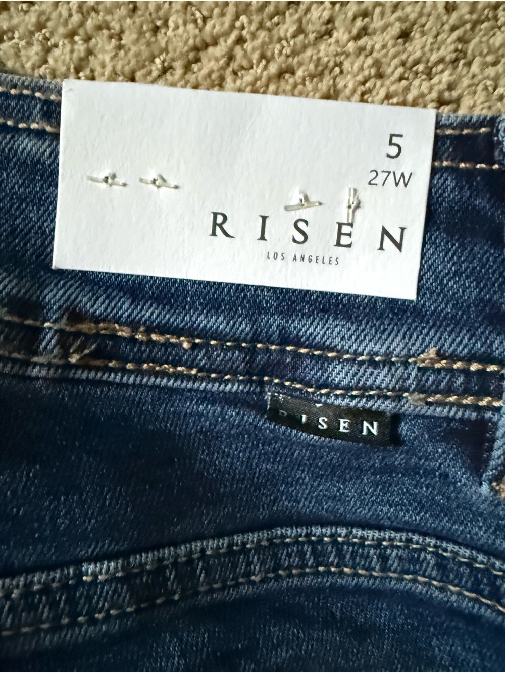 Risen Women's Dark Blue Wide-Leg Jeans with Chain Trim - Picture 6 of 12